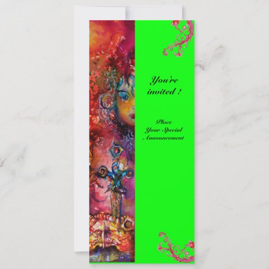 Invitation EXCALIBUR, rouge vif, rose bleu vert (Dos)