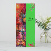 Invitation EXCALIBUR , rouge vif , rose bleu vert (Debout devant)