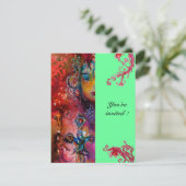 Invitation EXCALIBUR , rouge vif , rose bleu vert (Debout devant)