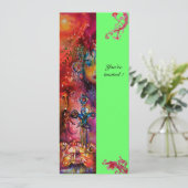 Invitation EXCALIBUR , rouge vif , rose bleu vert (Debout devant)