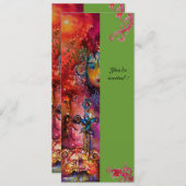 Invitation EXCALIBUR , rouge vif , rose bleu vert (Devant / Derrière)