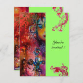 Invitation EXCALIBUR , rouge vif , rose bleu vert (Devant / Derrière)