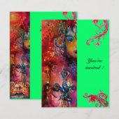 Invitation EXCALIBUR , rouge vif , rose bleu vert (Devant / Derrière)