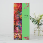 Invitation EXCALIBUR , rouge vif , rose bleu vert (Debout devant)