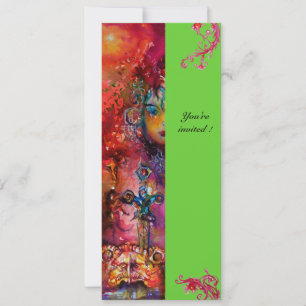 Invitation EXCALIBUR , rouge vif , rose bleu vert