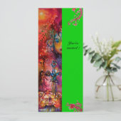 Invitation EXCALIBUR , rouge vif , rose bleu vert (Debout devant)