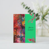 Invitation EXCALIBUR , rouge vif , rose bleu vert (Debout devant)