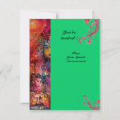 Invitation EXCALIBUR , rouge vif , rose bleu vert (Dos)