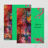 Invitation EXCALIBUR , rouge vif , rose bleu vert (Devant / Derrière)