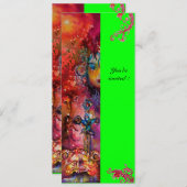 Invitation EXCALIBUR, rouge vif, vert rose (Devant / Derrière)