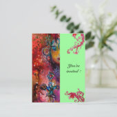 Invitation EXCALIBUR, rouge vif, vert rose (Debout devant)