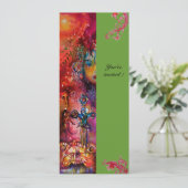 Invitation EXCALIBUR, rouge vif, vert rose (Debout devant)