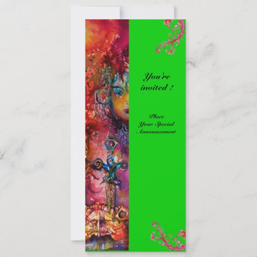 Invitation EXCALIBUR, rouge vif, vert rose (Dos)
