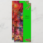 Invitation EXCALIBUR, rouge vif, vert rose (Devant / Derrière)