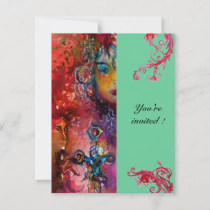Invitation EXCALIBUR, rouge vif, vert rose