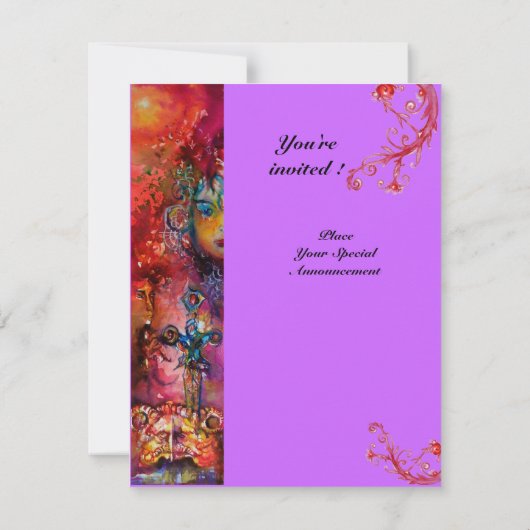 Invitation EXCALIBUR, rouge vif, violet (Dos)