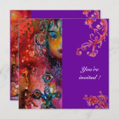 Invitation EXCALIBUR, rouge vif, violet (Devant / Derrière)