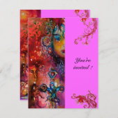 Invitation EXCALIBUR, rouge vif, violet (Devant / Derrière)