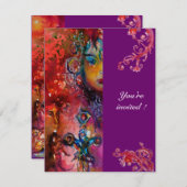 Invitation EXCALIBUR rouge vif violet fuchsia bleu blanc (Devant / Derrière)