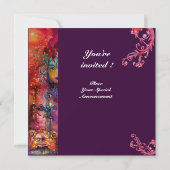 Invitation EXCALIBUR rouge vif violet fuchsia bleu jaune (Dos)