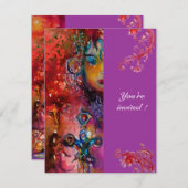 Invitation EXCALIBUR, rouge vif, violet rose (Devant / Derrière)