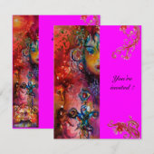Invitation EXCALIBUR, rouge vif, violet rose (Devant / Derrière)