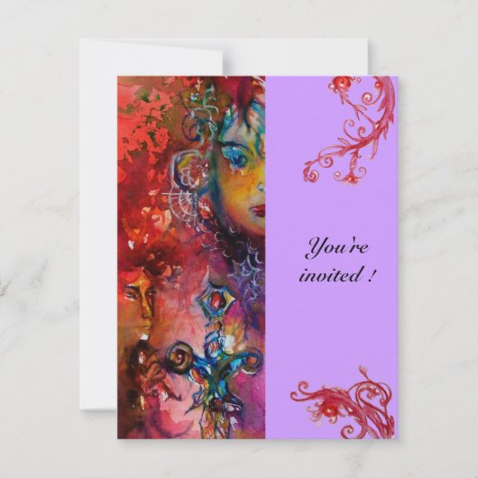 Invitation EXCALIBUR, rouge vif, violet rose (Devant)