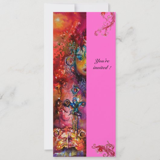 Invitation EXCALIBUR, rouge vif, violet rose (Devant)