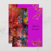 Invitation EXCALIBUR, rouge vif, violet rose (Devant / Derrière)