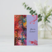 Invitation EXCALIBUR, rouge vif, violet rose (Debout devant)