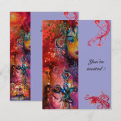 Invitation EXCALIBUR, rouge vif, violet rose (Devant / Derrière)