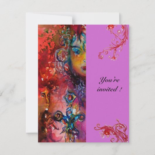 Invitation EXCALIBUR, rouge vif, violet rose (Devant)