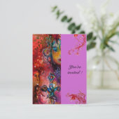 Invitation EXCALIBUR, rouge vif, violet rose (Debout devant)