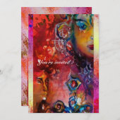 Invitation EXCALIBUR, rouge vif, violet rose (Devant / Derrière)