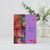 Invitation EXCALIBUR, rouge vif, violet rose (Debout devant)