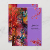 Invitation EXCALIBUR, rouge vif, violet rose (Devant / Derrière)