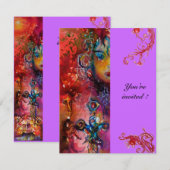 Invitation EXCALIBUR, rouge vif, violet rose (Devant / Derrière)