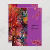 Invitation EXCALIBUR, rouge vif, violet rose (Devant / Derrière)