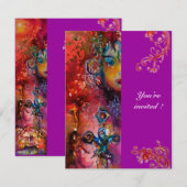 Invitation EXCALIBUR, rouge vif, violet rose (Devant / Derrière)
