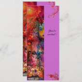 Invitation EXCALIBUR, rouge vif, violet rose (Devant / Derrière)