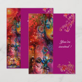Invitation EXCALIBUR, rouge vif, violet rose (Devant / Derrière)