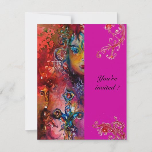 Invitation EXCALIBUR, rouge vif, violet rose (Devant)