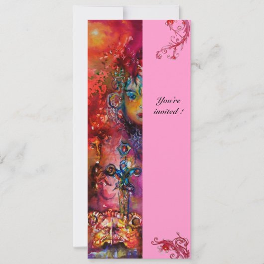 Invitation EXCALIBUR, rouge vif, violet rose (Devant)