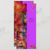 Invitation EXCALIBUR, rouge vif, violet rose (Devant / Derrière)