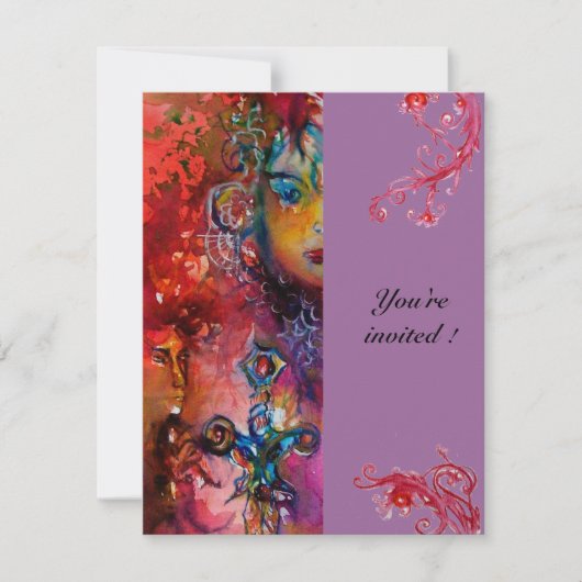 Invitation EXCALIBUR, rouge vif, violet rose (Devant)