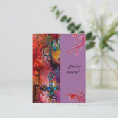Invitation EXCALIBUR, rouge vif, violet rose (Debout devant)