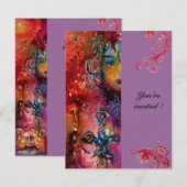 Invitation EXCALIBUR, rouge vif, violet rose (Devant / Derrière)