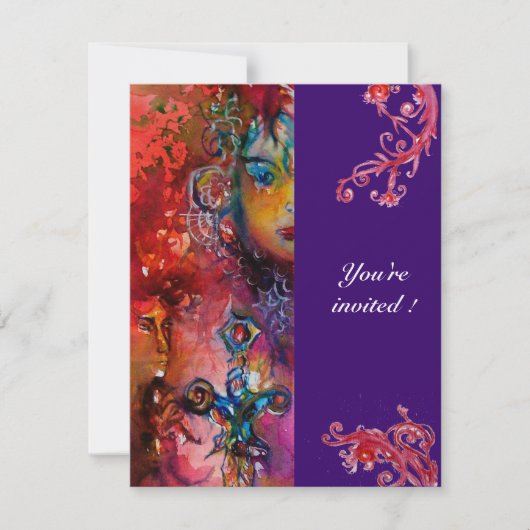 Invitation EXCALIBUR, rouge vif, violet rose (Devant)