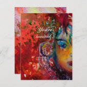 Invitation EXCALIBUR, rouge vif, violet rose (Devant / Derrière)