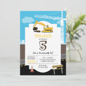 Invitation Excavateur Camion de construction Camions fête d'a (Debout devant)